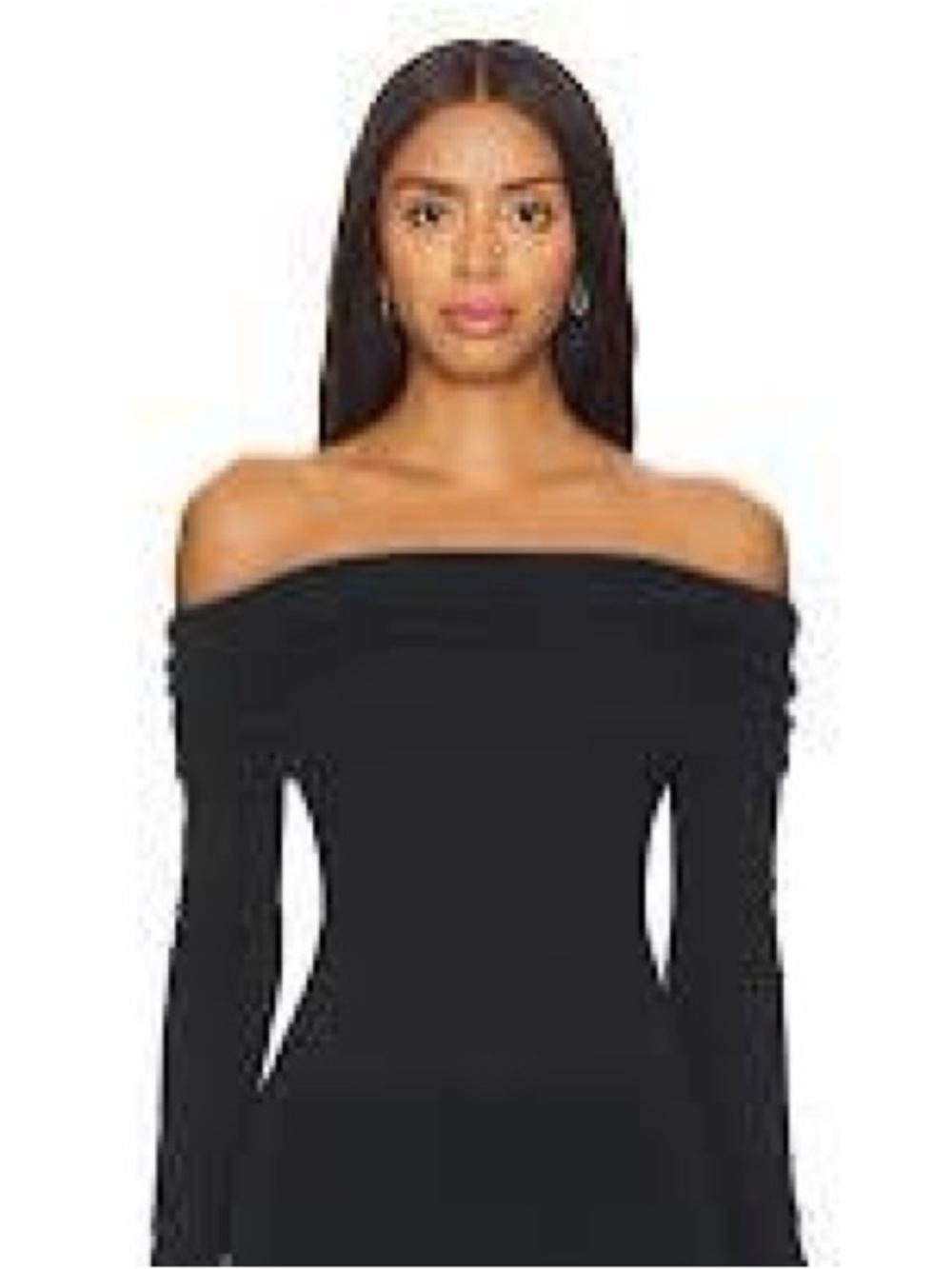 Revolve CLYQUE top Cambria Bodysuit black long sleeve off shoulder women medium